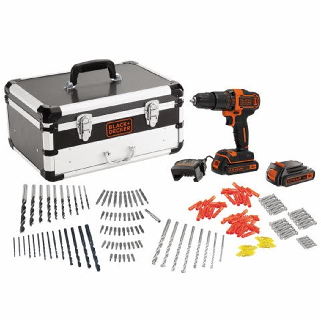 Trapano Avvitatore 18V con Kit e valigetta Black+Decker BDC718AS2F-QW