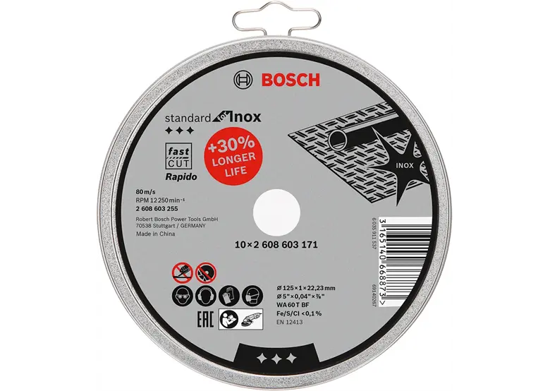 Disco di taglio 10 pezzi Bosch Standard for Inox Rapido 