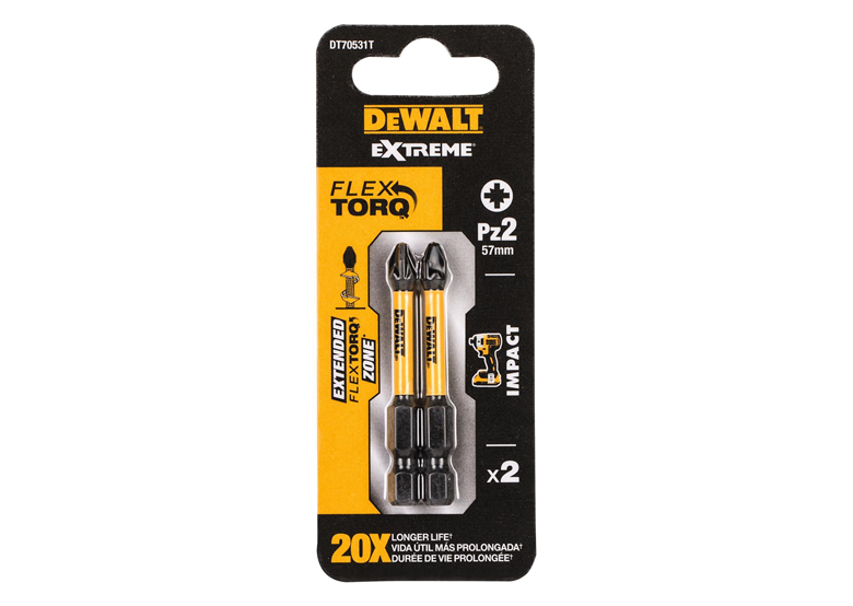 Punte per cacciavite a torsione 2 pz. DeWalt DT70531T